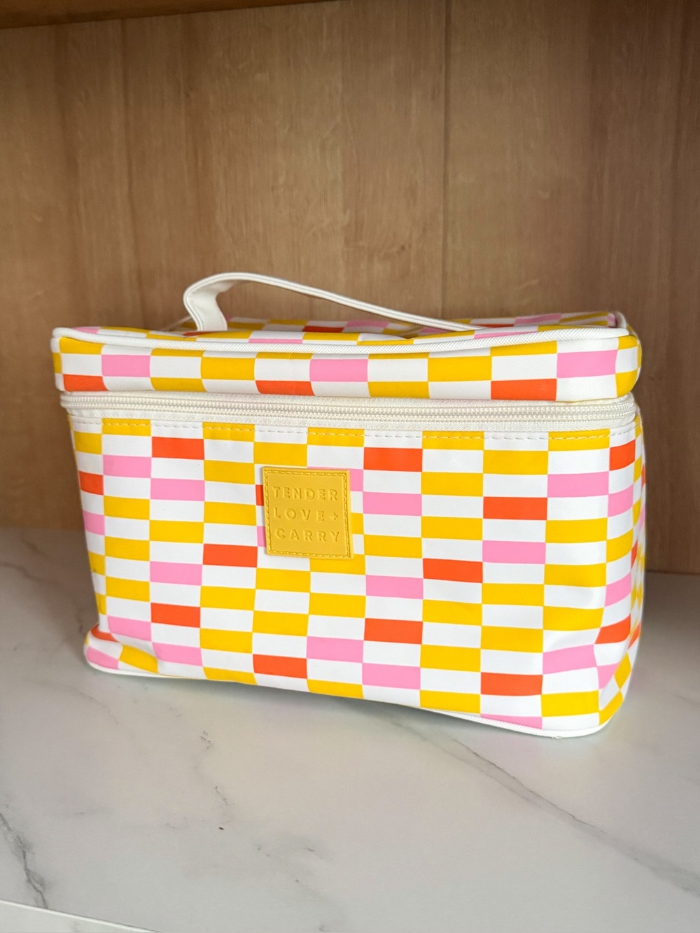 Tender Love + Carry Colorful Checkerboard Cosmetic Makeup Travel Bag